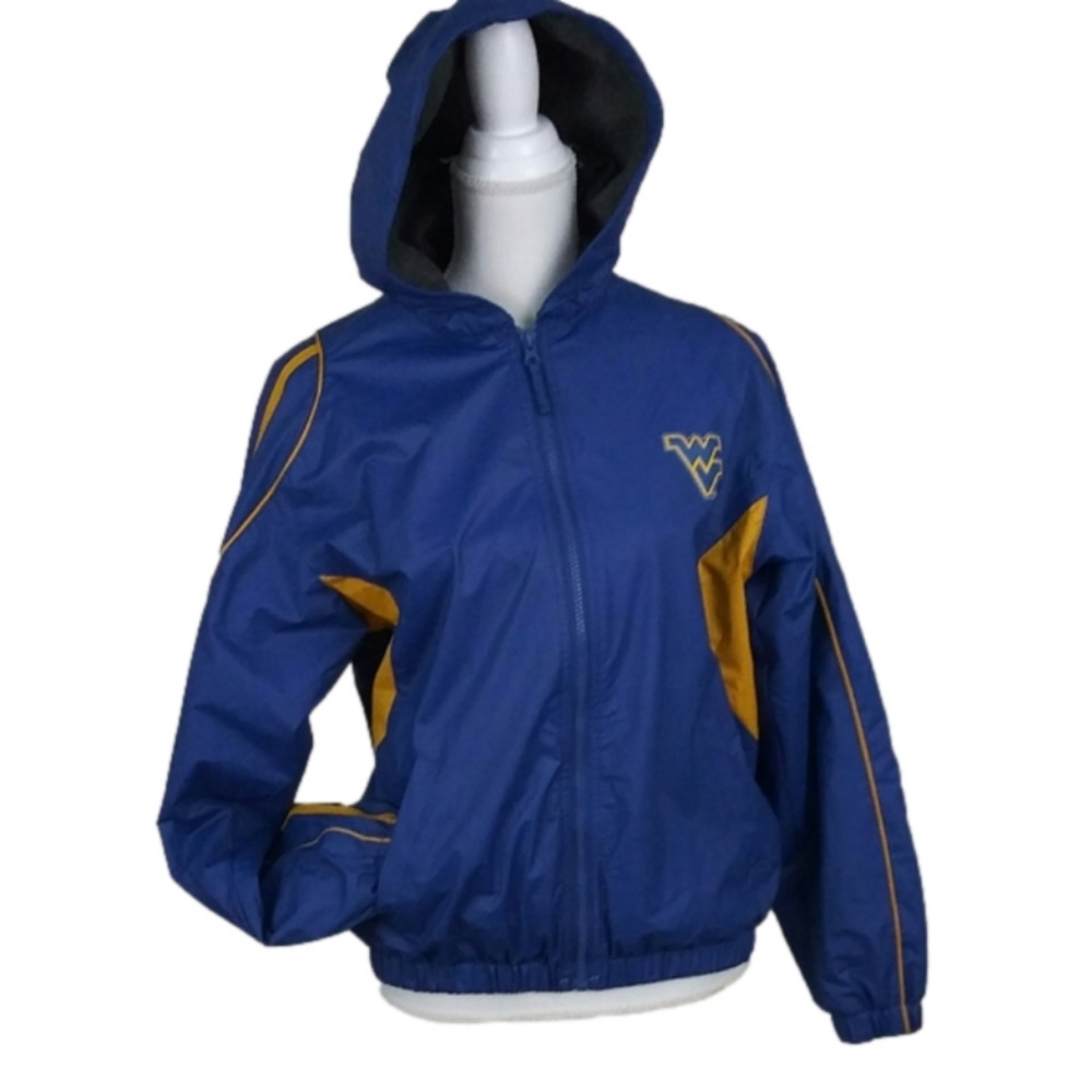 West Virginia Collegiate Licensed Product Hooded Long Sleeve Zip Up Raincoat